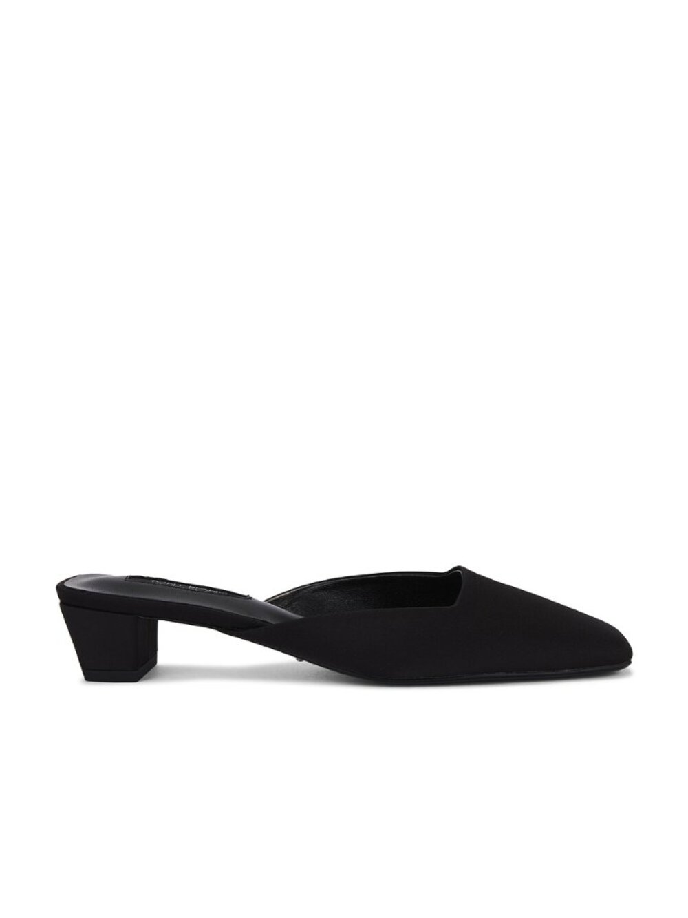 Tony Bianco Harriet Mule in Black satin leather slip on kitten block heel loafer